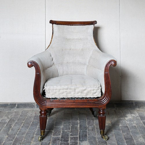 Early 19Th Century Mahogany Lyre Library Armchair