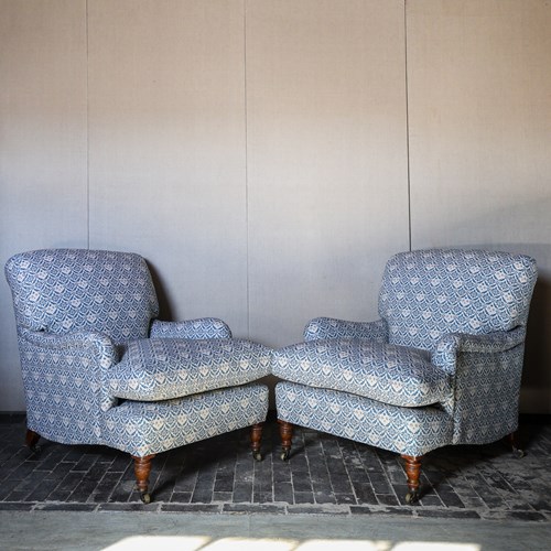 Pair Of 'Harley' Howard & Sons Armchairs Oak Legs