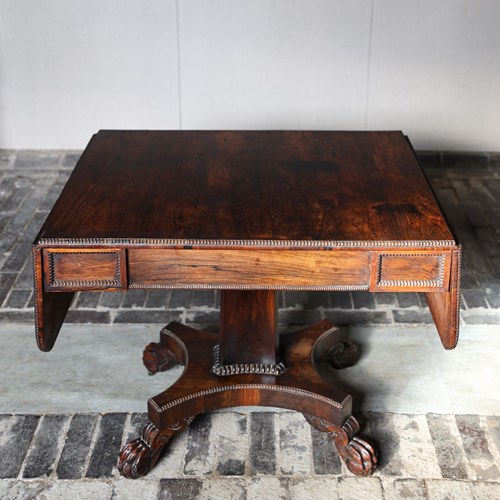 Early 19Th C Scottish Rosewood Sofa Table On Paw Feet