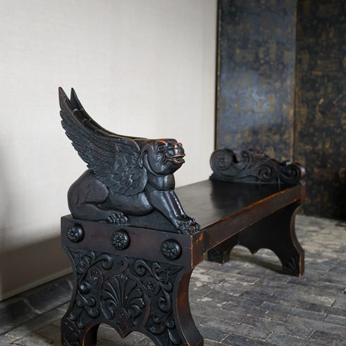 Gothic Hall Bench In The Manner Of Thomas Hope.