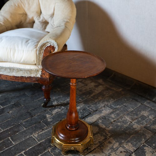 Late 19Th Century Yew Pedestal Table On Brass Base
