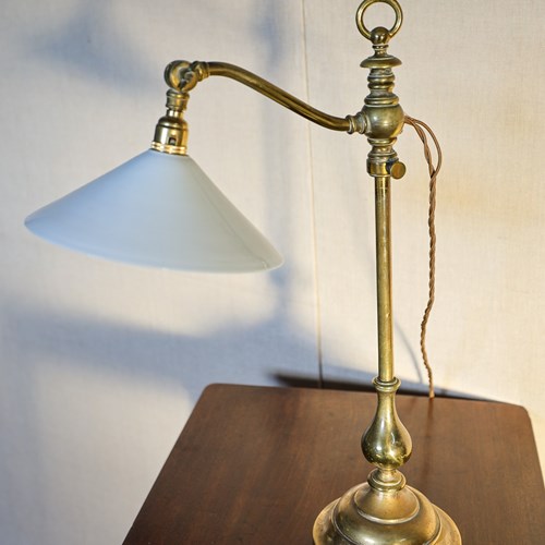 Early 20Th C Adjustable Brass Student Table Lamp