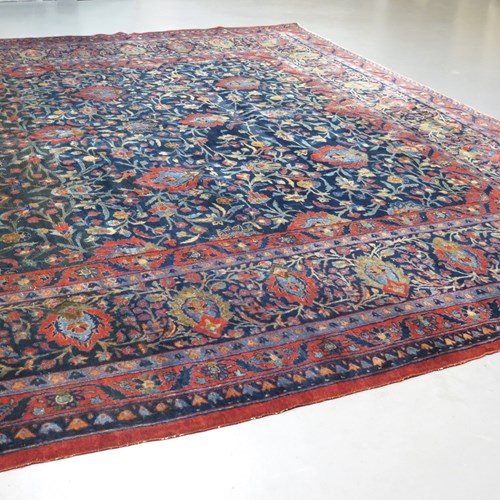 Large Antique Manchester Kashan Carpet