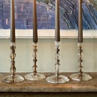 rock crystal silvered-metal mounted candlesticks