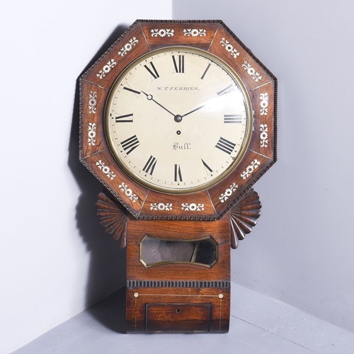 George IV Rosewood Drop Dial Regulator Wall Clock