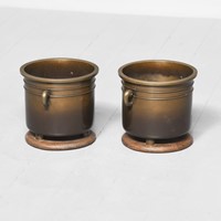 Pair of Meiji Hibathi Bronze Pots