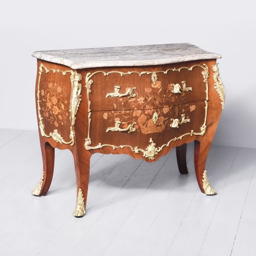 Louis XIV Style Marquetry Inlaid Mahogany Commode