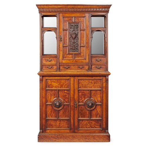 Rare Victorian Walnut, Oak And Yew Collectors’ Cabinet By Maple & Co. 