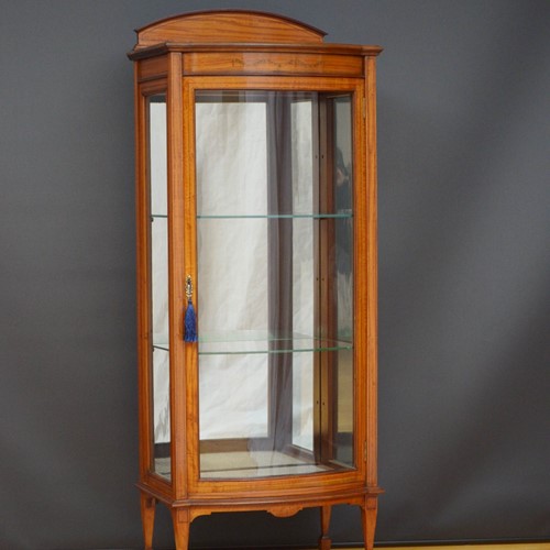 Edwardian Satinwood Bowfronted Display Cabinet