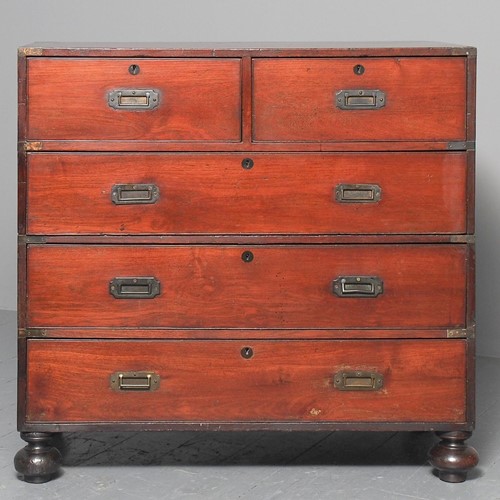 Victorian Teak Two Part Military Chest