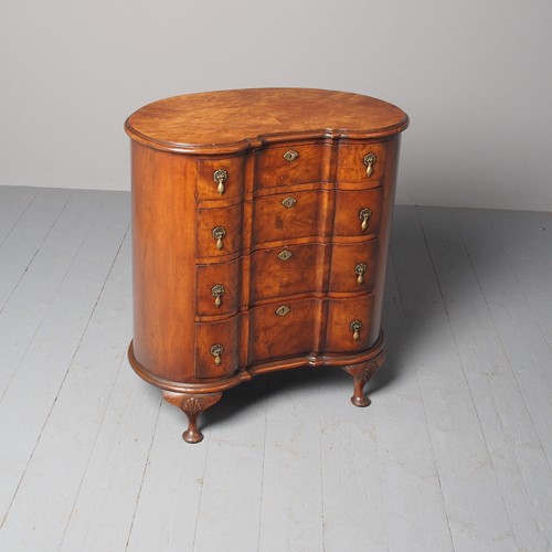 Burr Walnut Kidney Shaped Chest of  Drawers