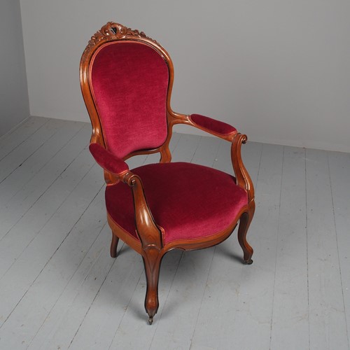Antique Victorian Swedish Walnut Easy Chair