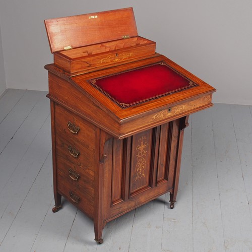 Antique Inlaid Rosewood Davenport Desk