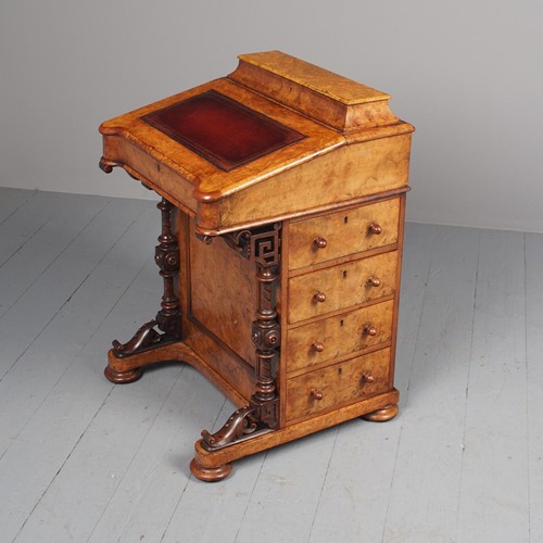 Antique Mid-Victorian Burr Walnut Davenport Desk
