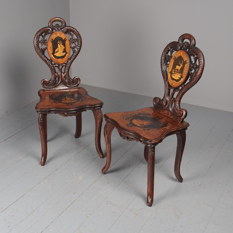 Antique Pair of Black Forest Hall Chairs-georgian-antiques-1-black-forest-antique-chairs-main-637594325129883027.JPG