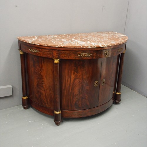 French Empire Mahogany and Marble Side Cabinet