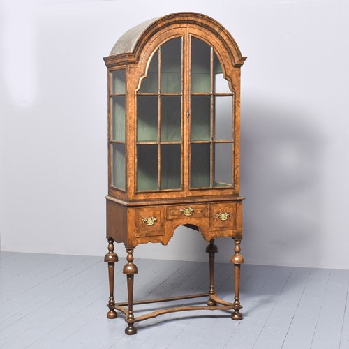 Inlaid Burr Walnut Bookcase on Stand