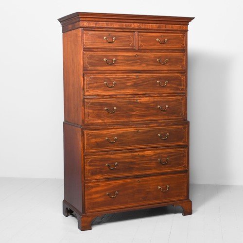 George III Inlaid Mahogany Chest on Chest