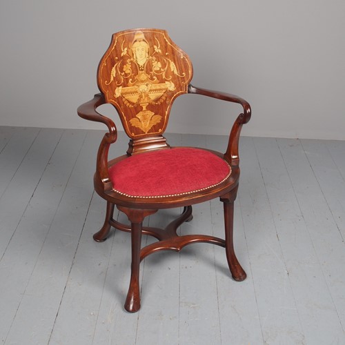 Antique George III Style Inlaid Mahogany Chair