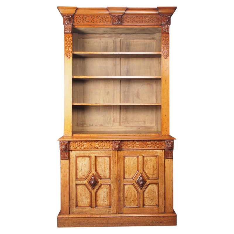 Antique Victorian Golden Oak Open Bookcase-georgian-antiques-1-main-637564123695918919.jpg