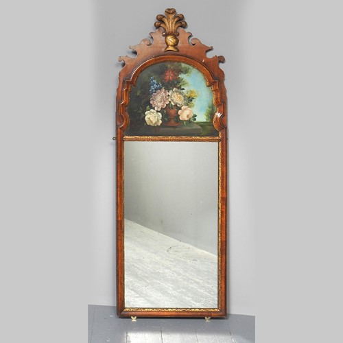 Gilded and Painted Walnut Wall Mirror