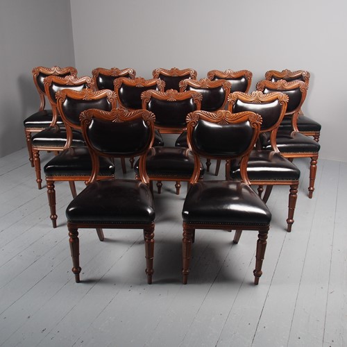 Set of 14 William IV Scottish Oak Dining Chairs