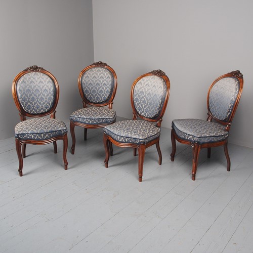 Antique Set of 4 Carved Rosewood Side Chairs