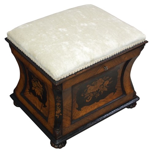 Victorian Inlaid Kingwood Box Stool