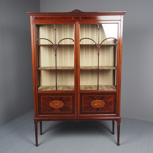 Sheraton Style Inlaid Mahogany Display Cabinet
