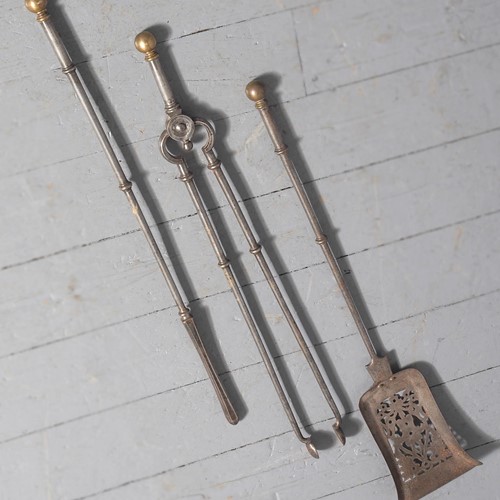 Antique Large George III Set of Fire Tools