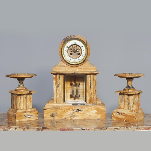 Sienna Marble Clock Garniture