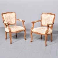 Pair of Louis XV-Style Open Armchairs