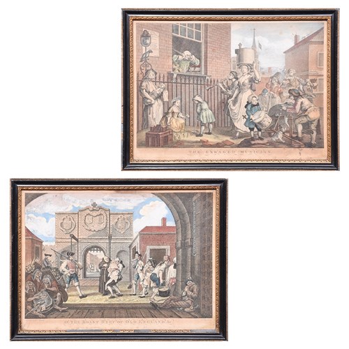 Pair Of William Hogarth Hand-Tinted Framed Prints