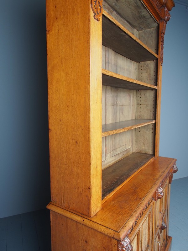 Antique Victorian Golden Oak Open Bookcase-georgian-antiques-18-main-637564124389821072.JPG