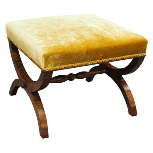 Rosewood and Gold Velour Stool