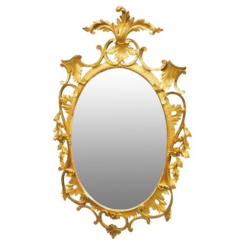 Adams Style Carved Wood and Gilded Oval Mirror