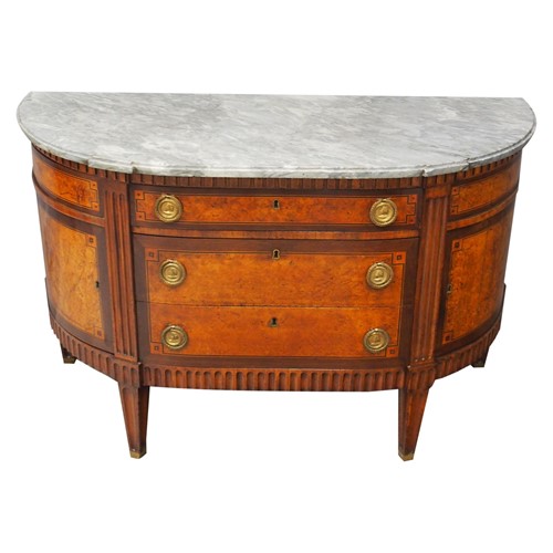 Dutch Marble Top Burr Elm Commode / Chest