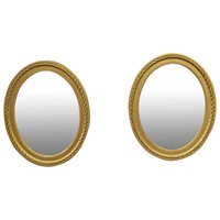 Pair of Gilded Adams Style Oval Mirrors