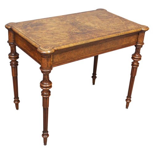 Victorian Inlaid Burr Walnut Card Table