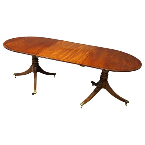 Regency Style Mahogany Twin Pillar Dining Table 