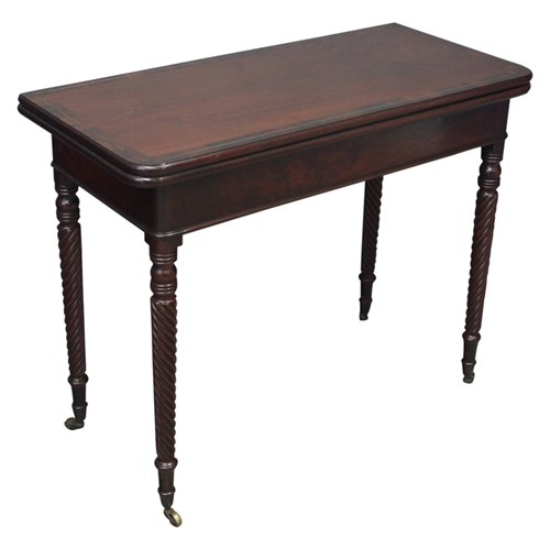 Irish Inlaid Mahogany Foldover Tea Table