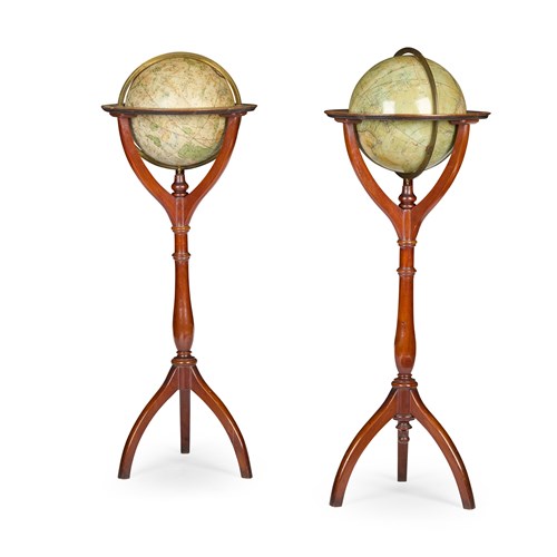 Pair Of Carey 12-Inch Terrestrial & Celestial Floor Globes