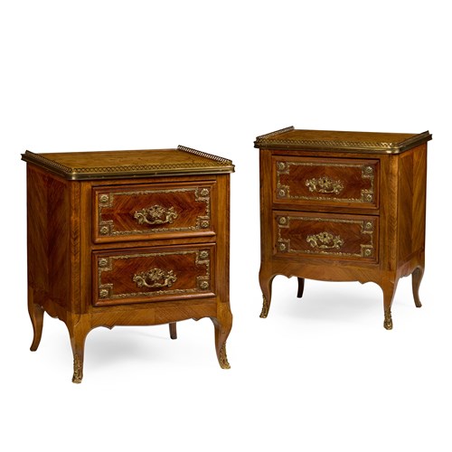Pair Of French Louise XV Style Walnut Bedside Commodes