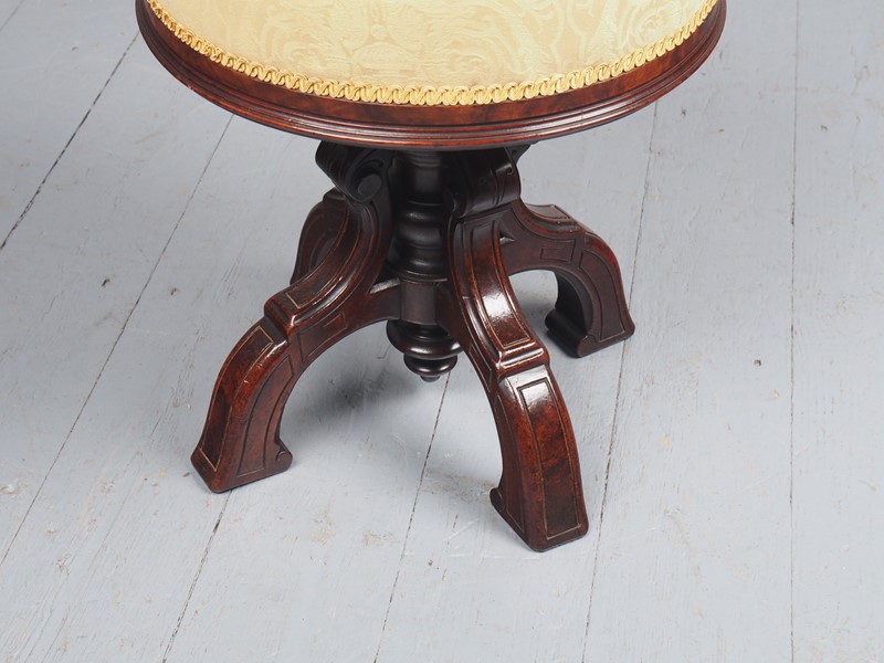 Antique Victorian Gothic Style Walnut Piano Stool-georgian-antiques-5-antique-stool-main-637594319646938128.JPG
