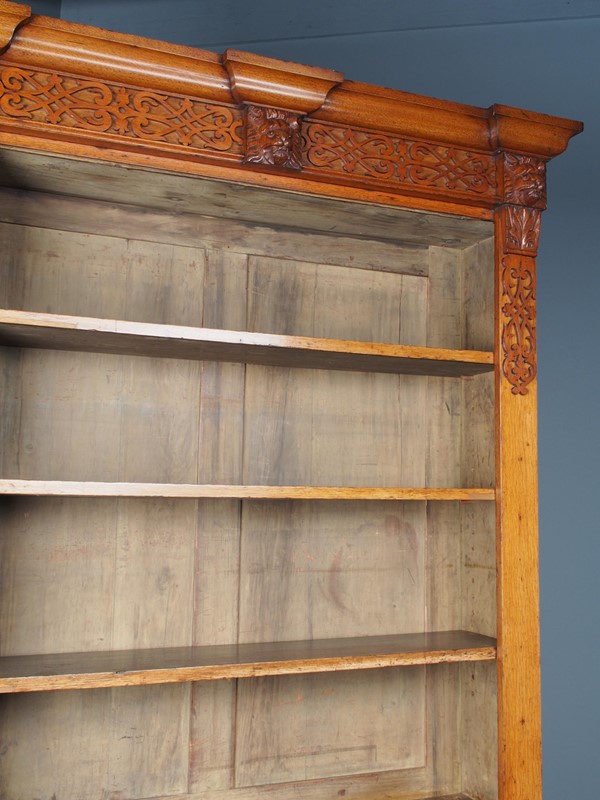 Antique Victorian Golden Oak Open Bookcase-georgian-antiques-9-main-637564124259352808.JPG