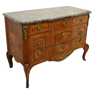 French Marble Top Walnut Commode