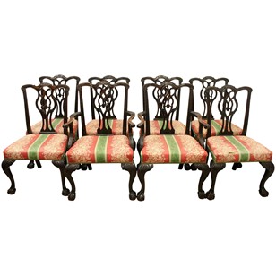 Set of 8 Chippendale Style Mahogany Dining Chairs