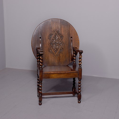 Jacobean Style Folding-Top Oak Single Seat Monk’S Bench