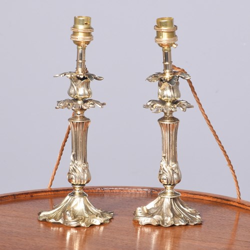 Pair Of Cast Bronze Lamps