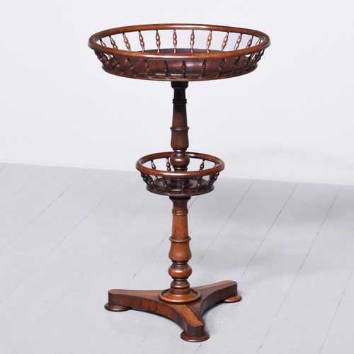 Unusual Two Tier Victorian Galleried Occasional Table